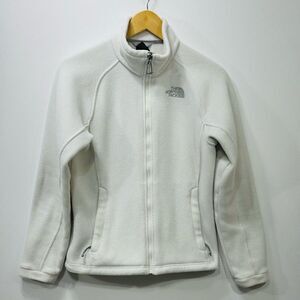 The North Face Jacket Womens Small White Fleece Full Zip Silver Logo Mock Neck